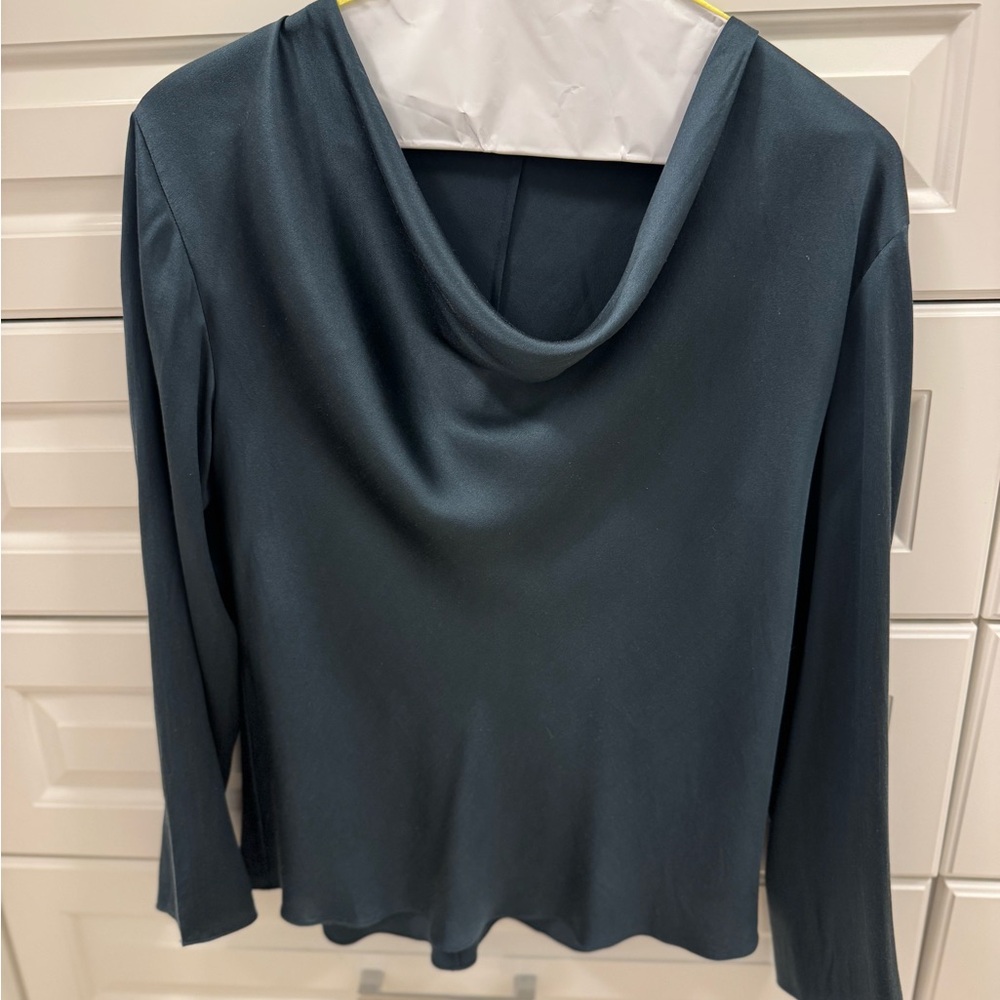 Vince Dark Teal Long Sleeve Blouse